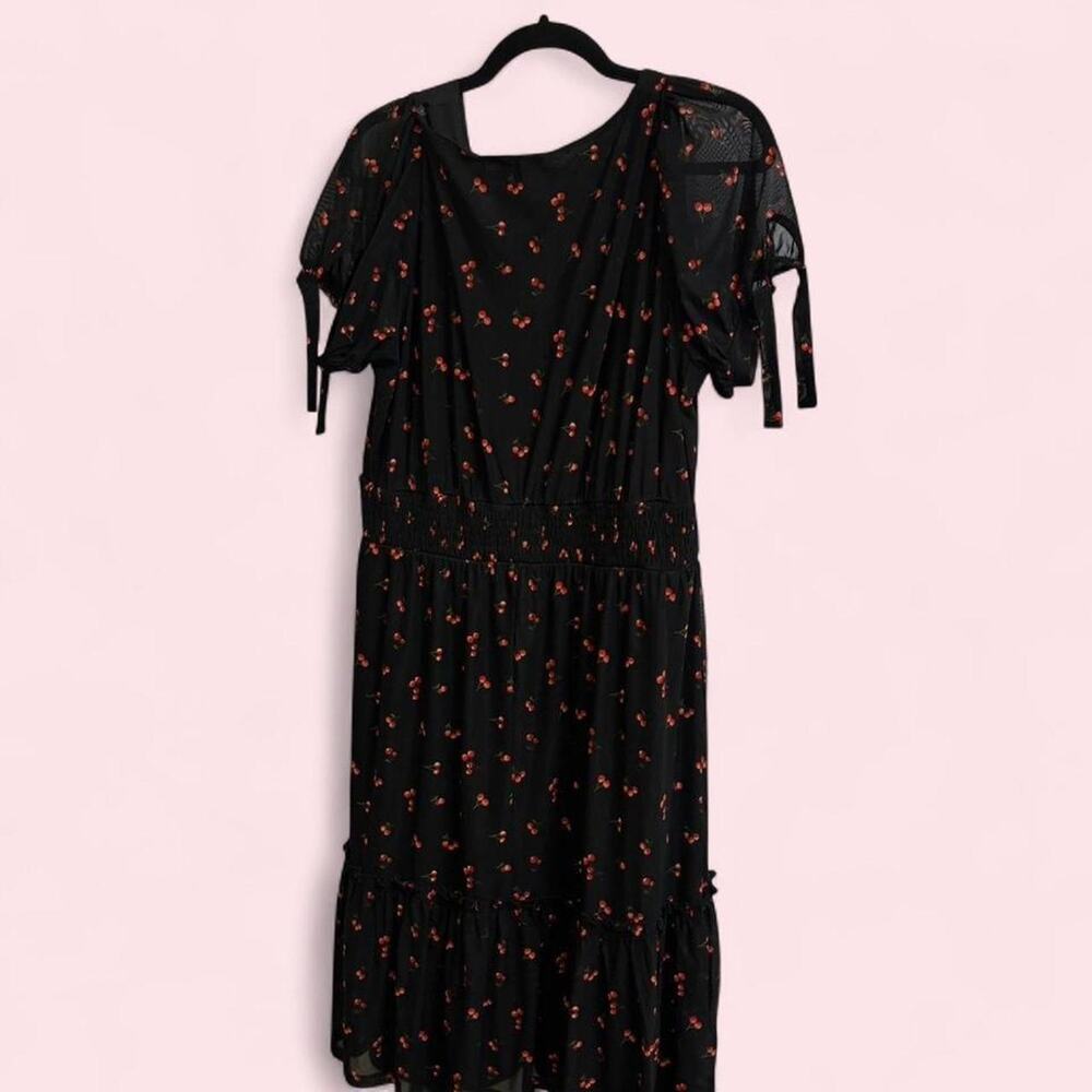 Ember black cherry print mesh dress